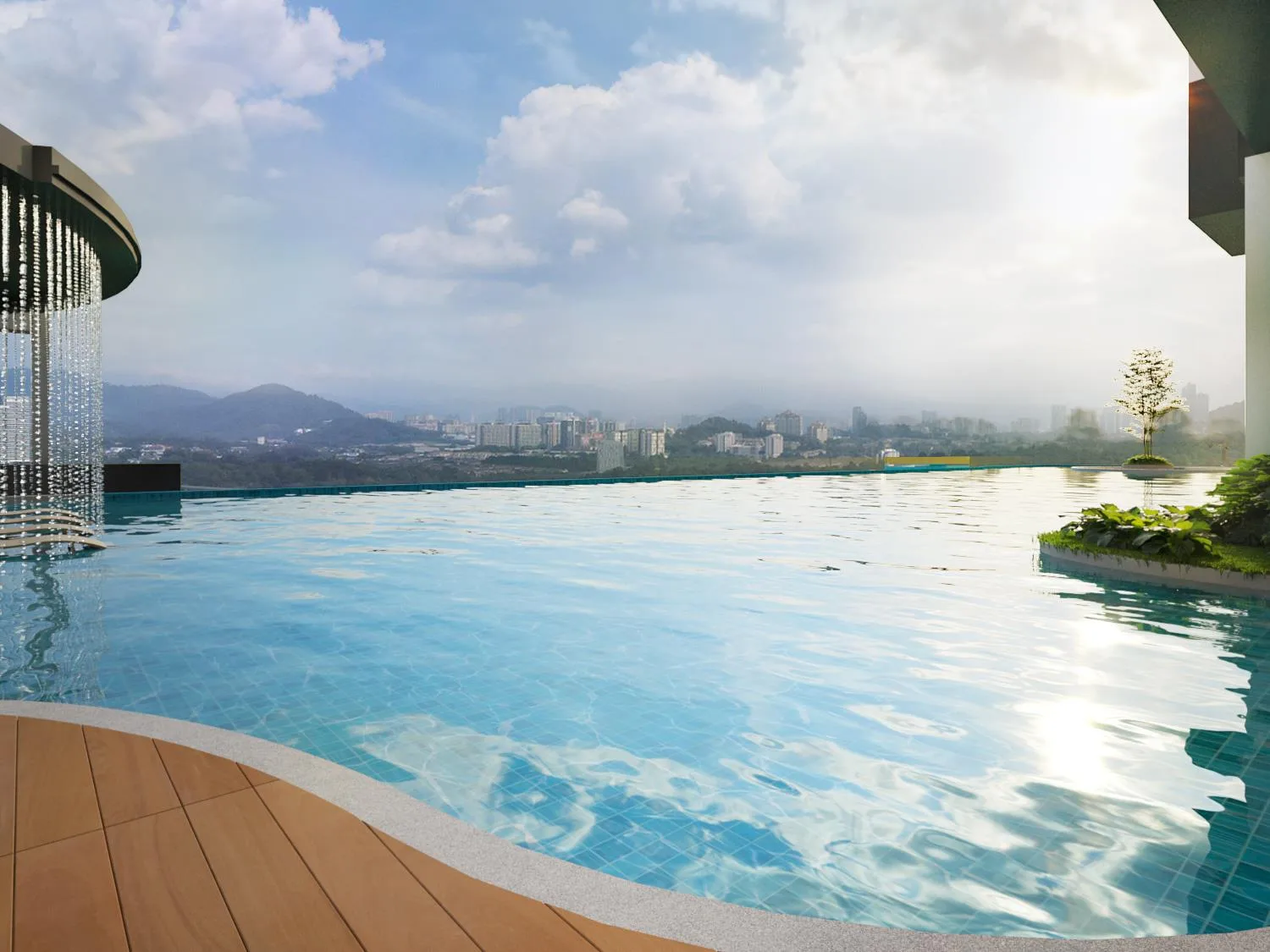 Laverra infinity lap pool with a water curtain, artist's impression